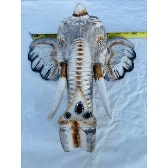 New Hand Carved Wooden Elephant Wall Hanging Costa Rica Jungle Animal Pura Vida - Picture 14 of 16